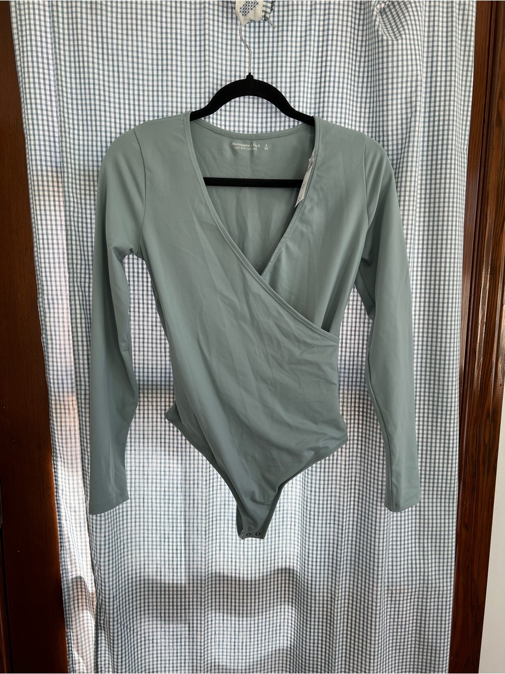 Abercrombie & Fitch Sky Blue Wrap-Front Long Sleeve Bodysuit